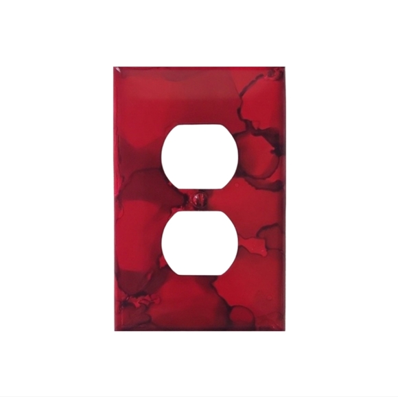 Hand Crafted Other - Hand Crafted Red Abstract Design Duplex Outlet Wall Plate